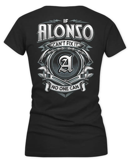 ALONSO AP81-K4-626 - Personalized Ahmed Quote Apparel “If Ahmed Can't Fix It, No One Can” - Women's V-Neck T-Shirt - Black