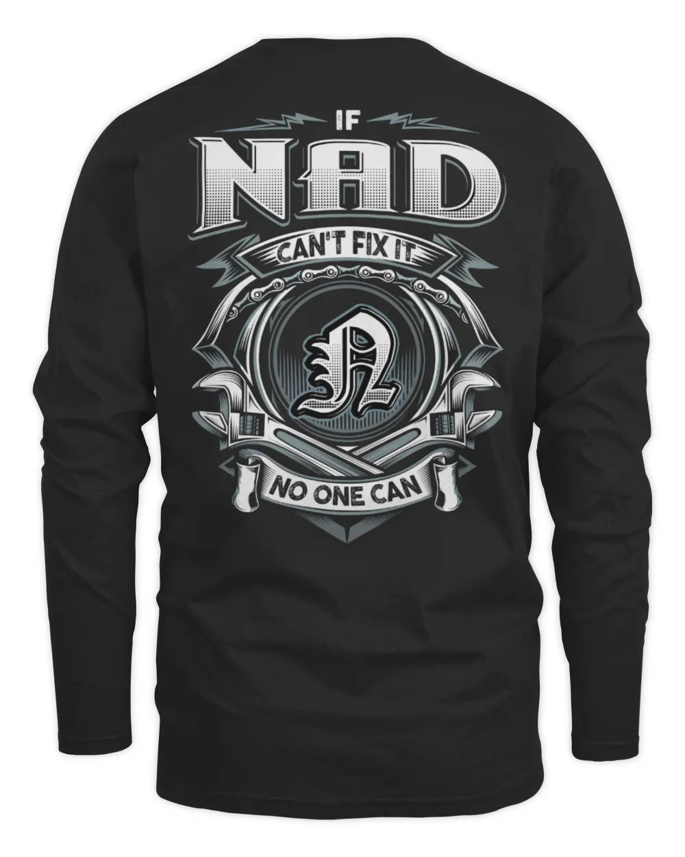 NAD AP81-K4-626 - Personalized Ahmed Quote Apparel “If Ahmed Can't Fix It, No One Can” - Men's Long Sleeved T-Shirt - Black