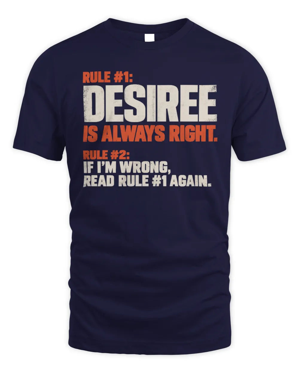 DESIREE NP1-H006 
Always Right Personalized Name T-Shirt – Funny Custom Name Shirt - Unisex Standard T-Shirt - Navy