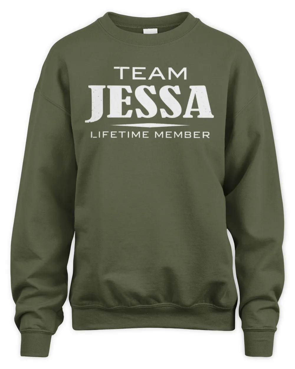 JESSA BL62-K4-128 - Personalized “Team NAME Lifetime Member” - Unisex Sweatshirt - Military Green
