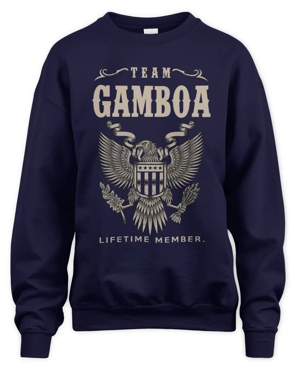 GAMBOA TP06-K82 – Personalized Classic Style Apparel “Team NAME Lifetime Member” - Unisex Sweatshirt - Navy