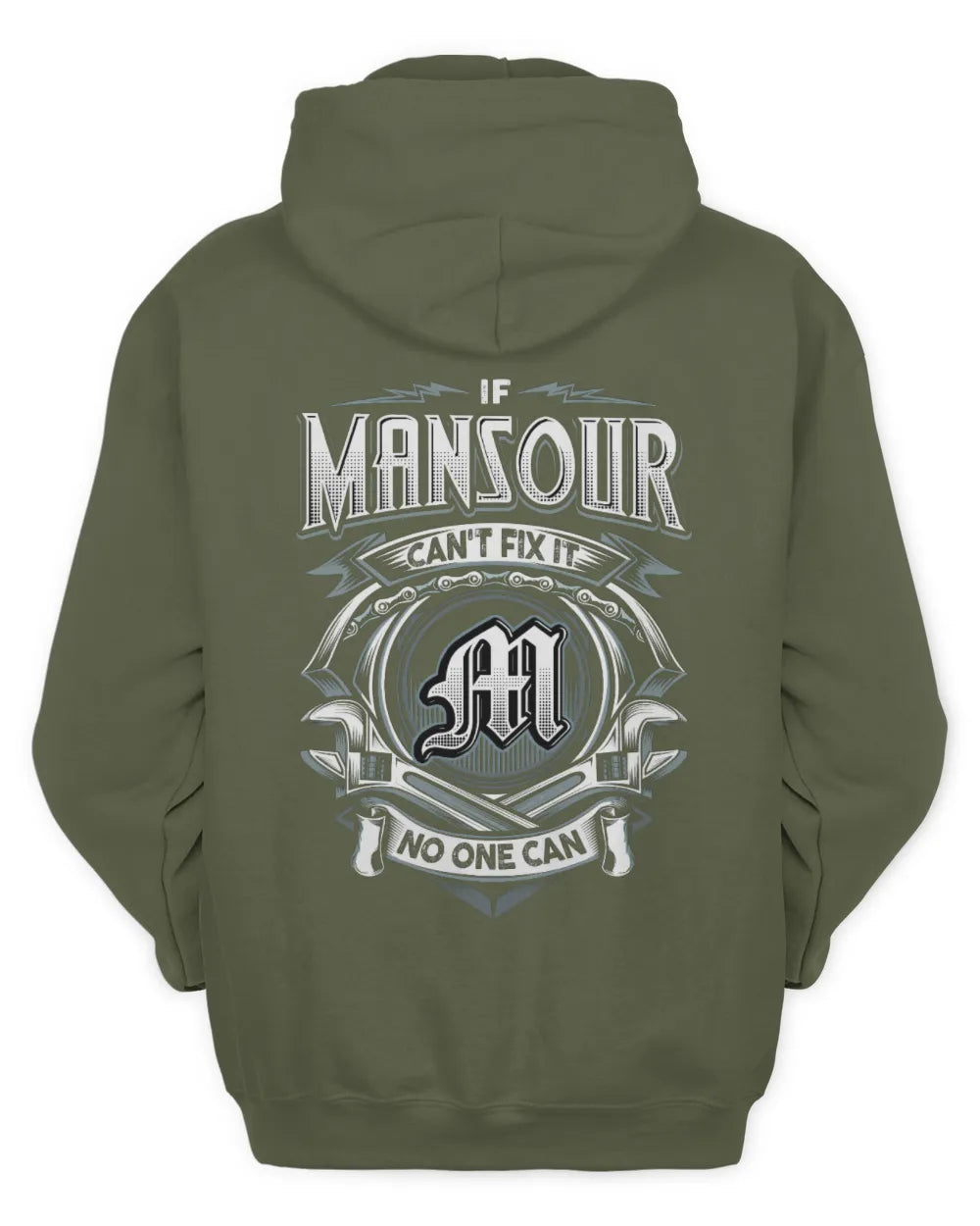 MANSOUR AP81-K4-626 - Personalized Ahmed Quote Apparel “If Ahmed Can't Fix It, No One Can” - Unisex Hoodie - Military Green