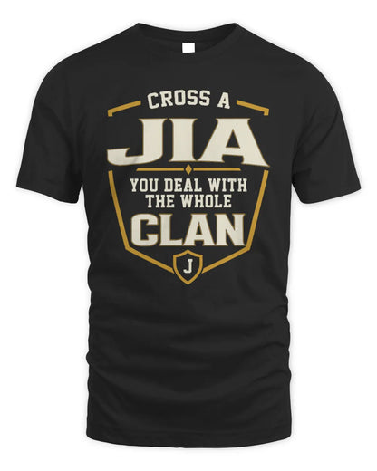 JIA NT1-K008 Cross A/An NAME, You Deal With the Whole Clan | Personalized Vintage T-Shirt - Unisex Standard T-Shirt - Black