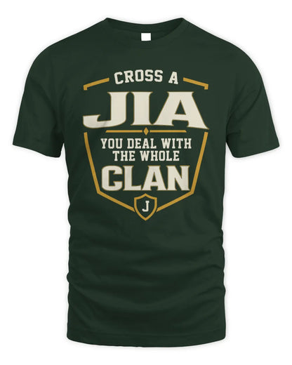JIA NT1-K008 Cross A/An NAME, You Deal With the Whole Clan | Personalized Vintage T-Shirt - Unisex Standard T-Shirt - Forest Green
