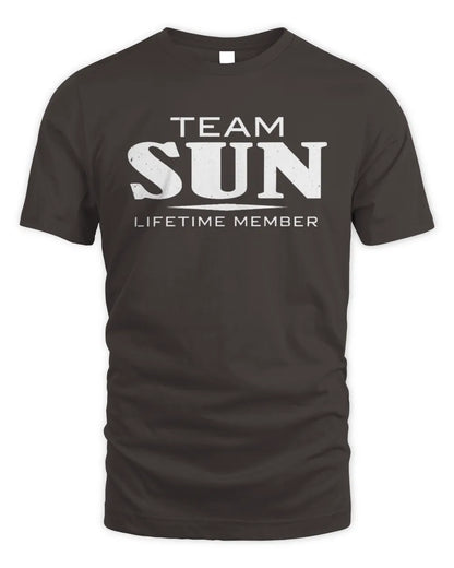 SUN BL62-K4-128 - Personalized “Team NAME Lifetime Member” - Unisex Standard T-Shirt - Dark Chocolate