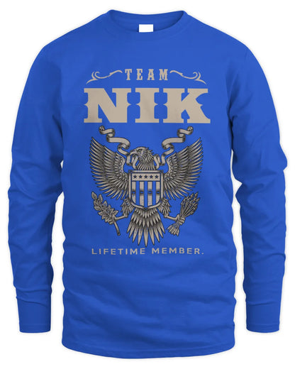 NIK TP06-K82 – Personalized Classic Style Apparel “Team NAME Lifetime Member” - Men's Long Sleeved T-Shirt - Royal