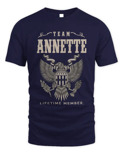 ANNETTE TP06-K82 – Personalized Classic Style Apparel “Team NAME Lifetime Member” - Unisex Standard T-Shirt - Navy
