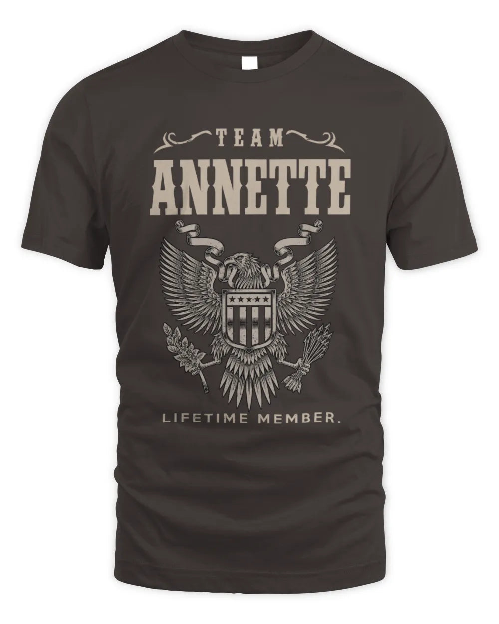 ANNETTE TP06-K82 – Personalized Classic Style Apparel “Team NAME Lifetime Member” - Unisex Standard T-Shirt - Dark Chocolate