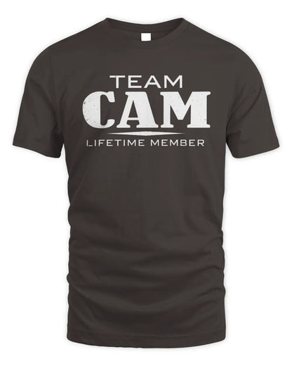 CAM BL62-K4-128 - Personalized “Team NAME Lifetime Member” - Unisex Standard T-Shirt - Dark Chocolate