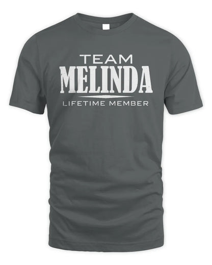 MELINDA BL62-K4-128 - Personalized “Team NAME Lifetime Member” - Unisex Standard T-Shirt - Charcoal