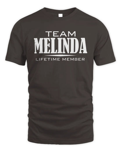 MELINDA BL62-K4-128 - Personalized “Team NAME Lifetime Member” - Unisex Standard T-Shirt - Dark Chocolate