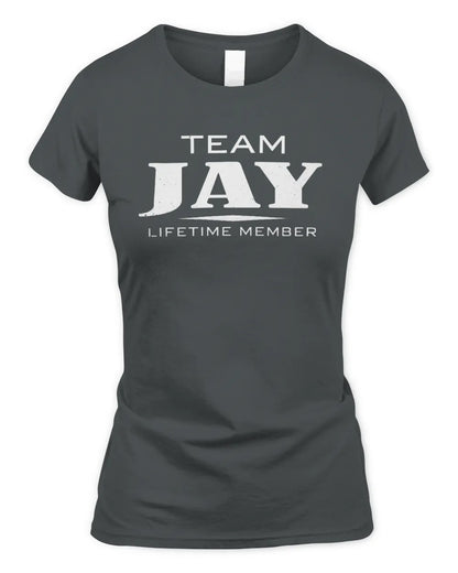 JAY BL62-K4-128 - Personalized “Team NAME Lifetime Member” - Women's Standard T-Shirt - Charcoal