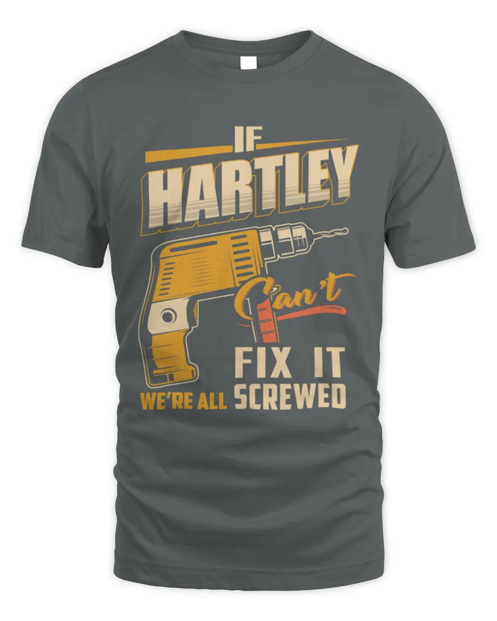HARTLEY TP22-K4-228 - Personalized Handyman T-Shirt “If AARON Can’t Fix It, We’re All Screwed” - Unisex Standard T-Shirt - Charcoal