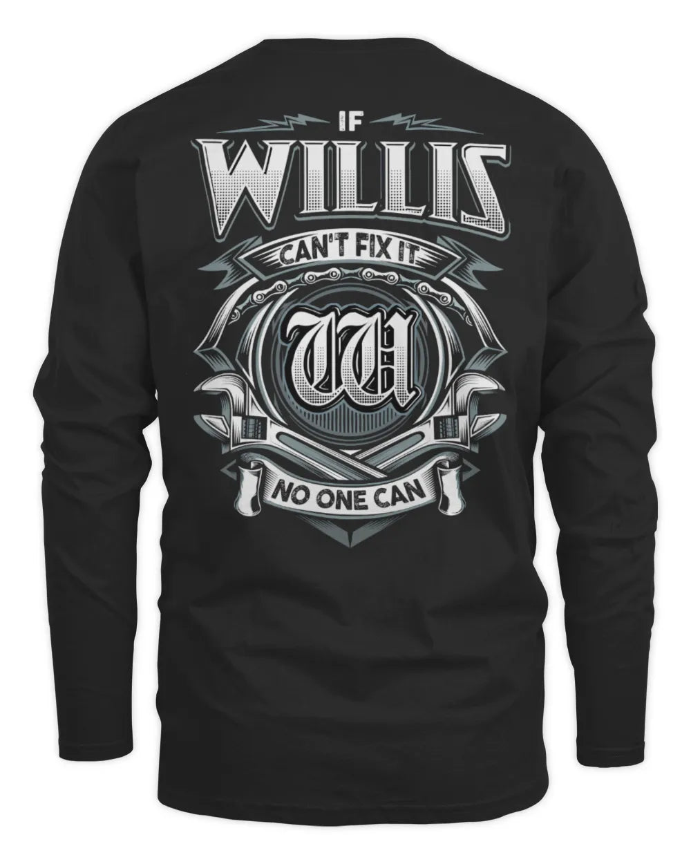 WILLIS AP81-K4-626 - Personalized Ahmed Quote Apparel “If Ahmed Can't Fix It, No One Can” - Men's Long Sleeved T-Shirt - Black