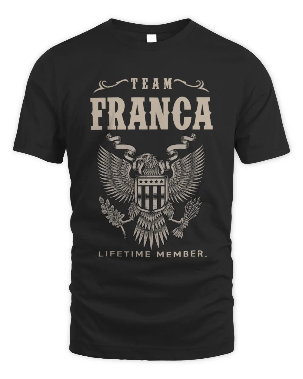 FRANCA TP06-K82 – Personalized Classic Style Apparel “Team NAME Lifetime Member” - Unisex Standard T-Shirt - Black