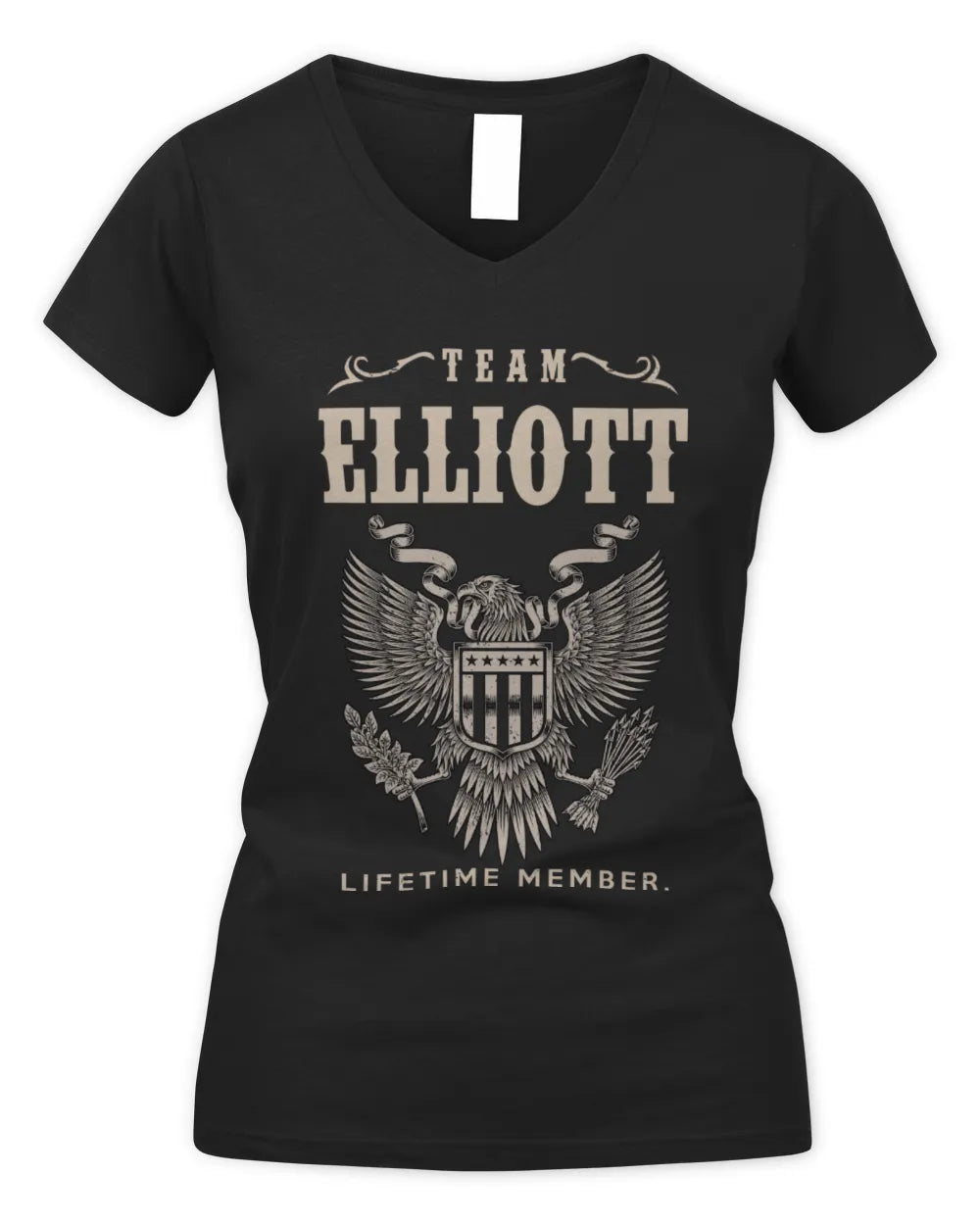 ELLIOTT TP06-K82 – Personalized Classic Style Apparel “Team NAME Lifetime Member” - Women's V-Neck T-Shirt - Black