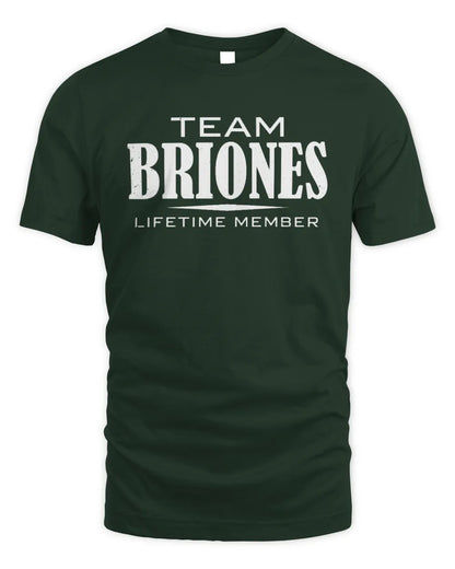 BRIONES BL62-K4-128 - Personalized “Team NAME Lifetime Member” - Unisex Standard T-Shirt - Forest Green