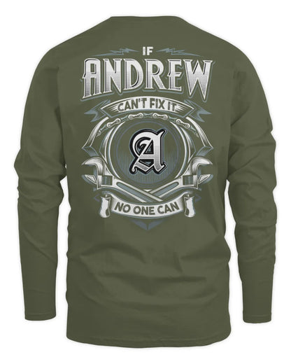 ANDREW AP81-K4-626 - Personalized Ahmed Quote Apparel “If Ahmed Can't Fix It, No One Can” - Men's Long Sleeved T-Shirt - Military Green