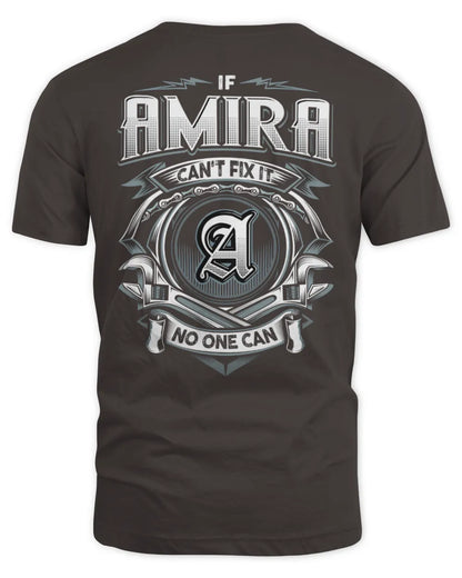 AMIRA AP81-K4-626 - Personalized Ahmed Quote Apparel “If Ahmed Can't Fix It, No One Can” - Unisex Standard T-Shirt - Dark Chocolate