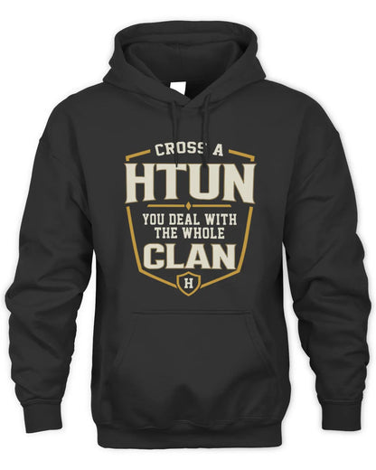 HTUN NT1-K008 Cross A/An NAME, You Deal With the Whole Clan | Personalized Vintage T-Shirt - Unisex Hoodie - Black