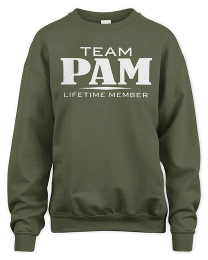 PAM BL62-K4-128 - Personalized “Team NAME Lifetime Member” - Unisex Sweatshirt - Military Green