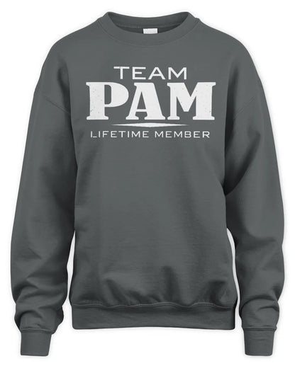 PAM BL62-K4-128 - Personalized “Team NAME Lifetime Member” - Unisex Sweatshirt - Charcoal