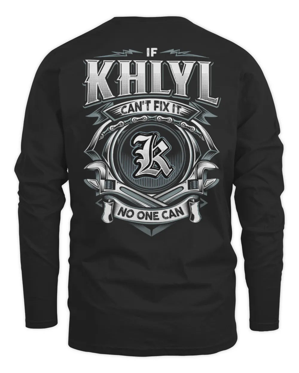KHLYL AP81-K4-626 - Personalized Ahmed Quote Apparel “If Ahmed Can't Fix It, No One Can” - Men's Long Sleeved T-Shirt - Black