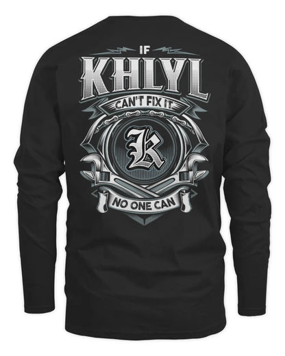 KHLYL AP81-K4-626 - Personalized Ahmed Quote Apparel “If Ahmed Can't Fix It, No One Can” - Men's Long Sleeved T-Shirt - Black