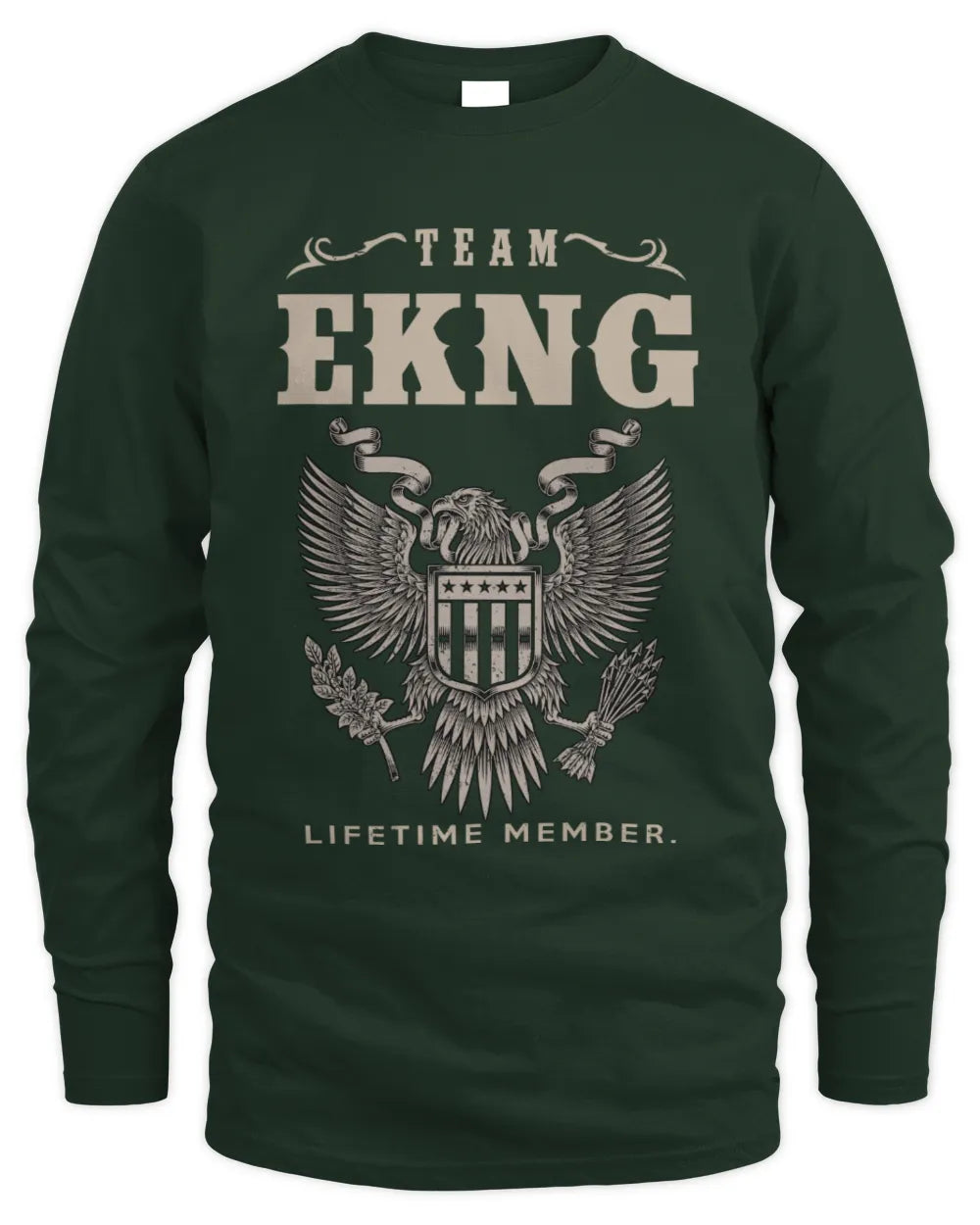 EKNG TP06-K82 – Personalized Classic Style Apparel “Team NAME Lifetime Member” - Men's Long Sleeved T-Shirt - Forest Green