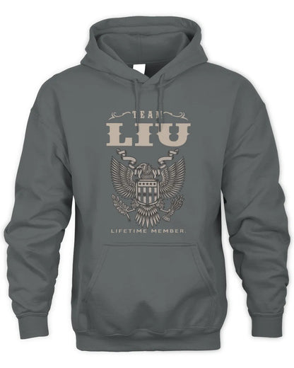 LIU TP06-K82 – Personalized Classic Style Apparel “Team NAME Lifetime Member” - Unisex Hoodie - Charcoal