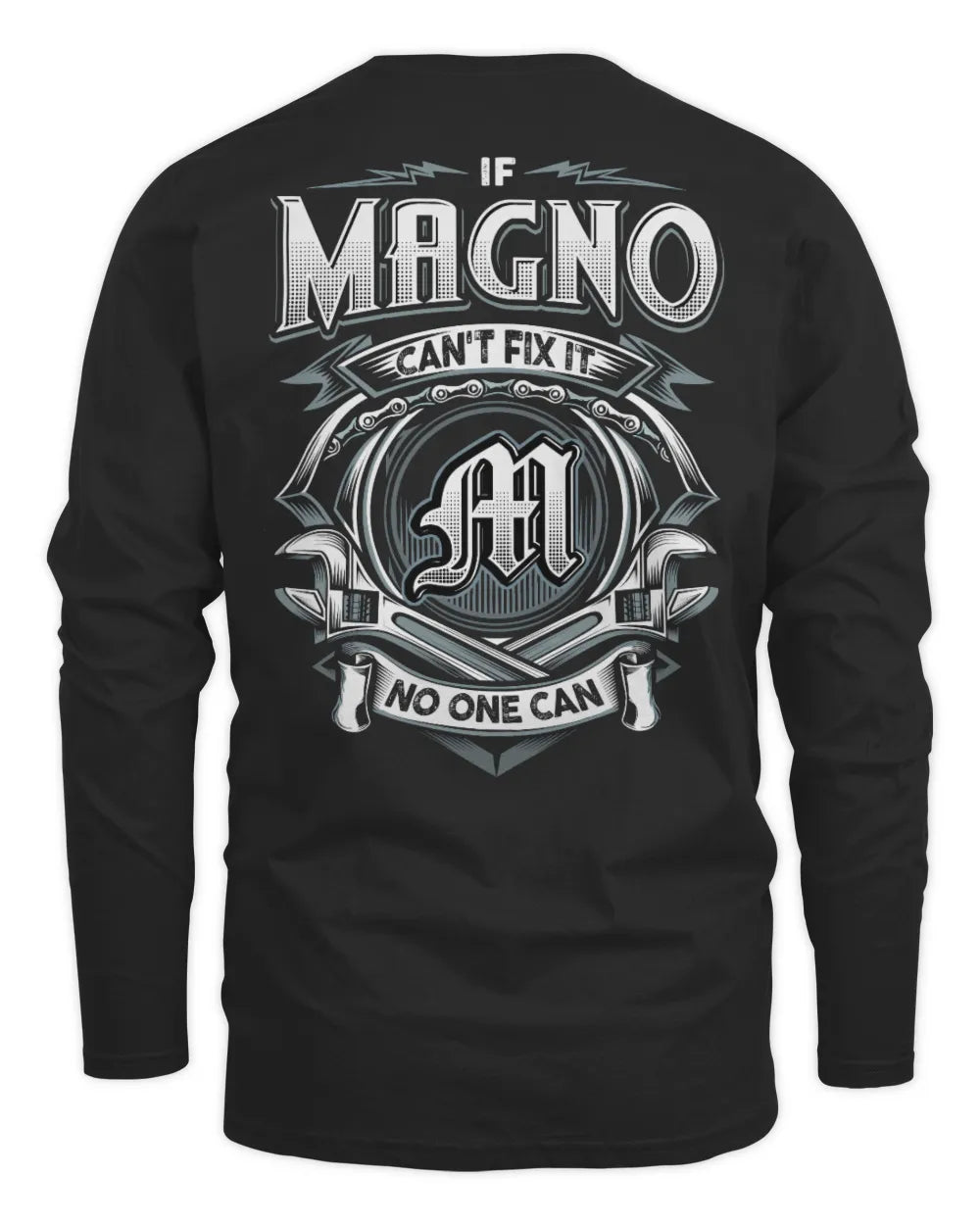 MAGNO AP81-K4-626 - Personalized Ahmed Quote Apparel “If Ahmed Can't Fix It, No One Can” - Men's Long Sleeved T-Shirt - Black
