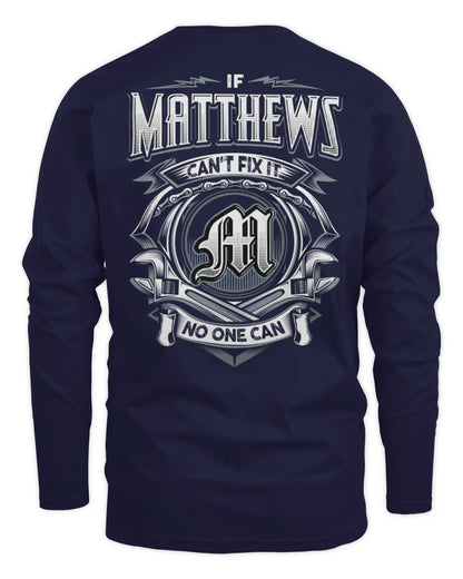MATTHEWS AP81-K4-626 - Personalized Ahmed Quote Apparel “If Ahmed Can't Fix It, No One Can” - Men's Long Sleeved T-Shirt - Navy
