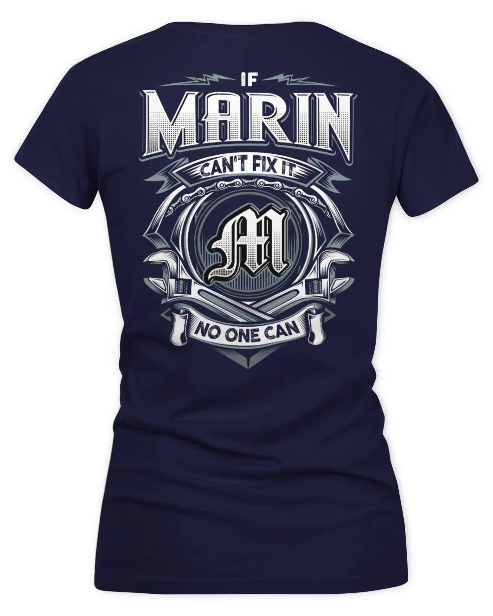MARIN AP81-K4-626 - Personalized Ahmed Quote Apparel “If Ahmed Can't Fix It, No One Can” - Women's V-Neck T-Shirt - Navy