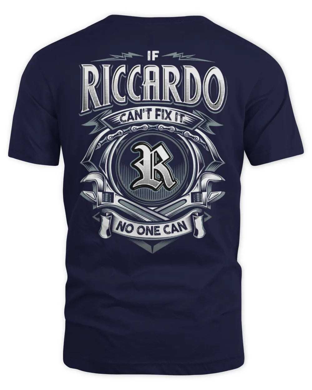 RICCARDO AP81-K4-626 - Personalized Ahmed Quote Apparel “If Ahmed Can't Fix It, No One Can” - Unisex Standard T-Shirt - Navy