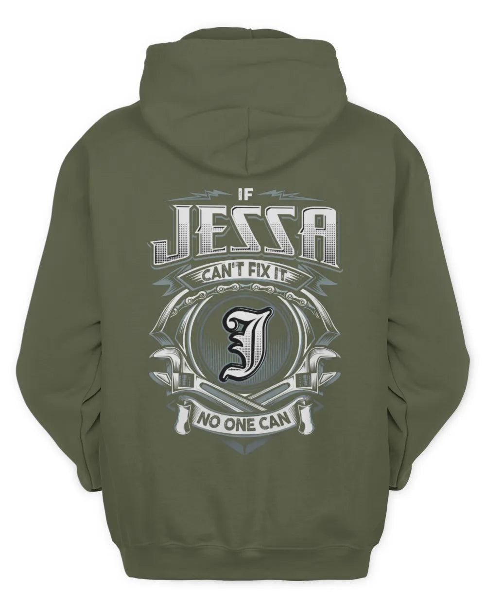 JESSA AP81-K4-626 - Personalized Ahmed Quote Apparel “If Ahmed Can't Fix It, No One Can” - Unisex Hoodie - Military Green