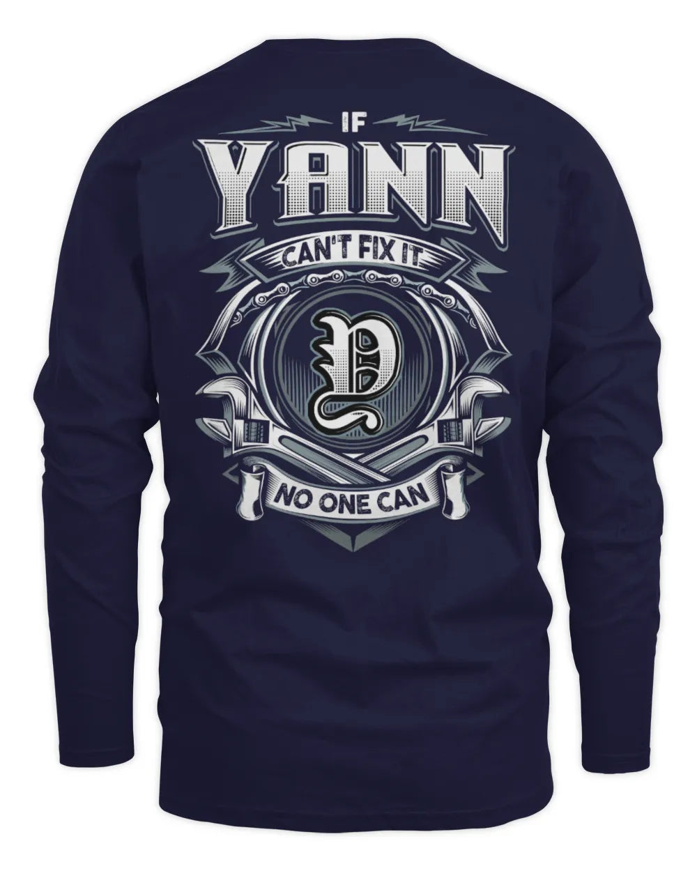 YANN AP81-K4-626 - Personalized Ahmed Quote Apparel “If Ahmed Can't Fix It, No One Can” - Men's Long Sleeved T-Shirt - Navy