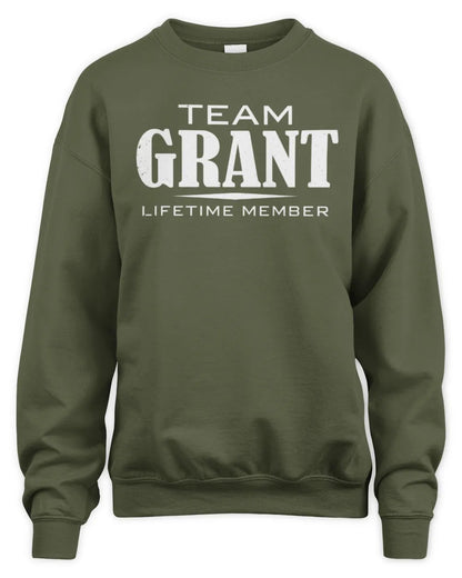 GRANT BL62-K4-128 - Personalized “Team NAME Lifetime Member” - Unisex Sweatshirt - Military Green