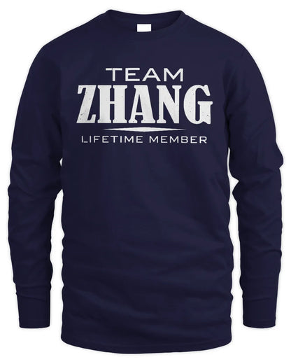 ZHANG BL62-K4-128 - Personalized “Team NAME Lifetime Member” - Men's Long Sleeved T-Shirt - Navy