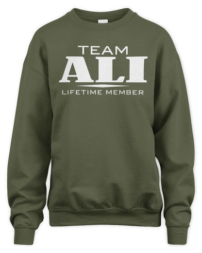ALI BL62-K4-128 - Personalized “Team NAME Lifetime Member” - Unisex Sweatshirt - Military Green