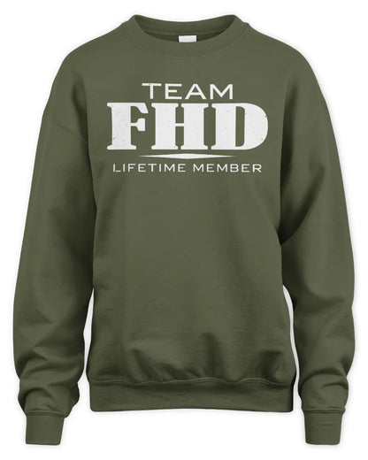 FHD BL62-K4-128 - Personalized “Team NAME Lifetime Member” - Unisex Sweatshirt - Military Green