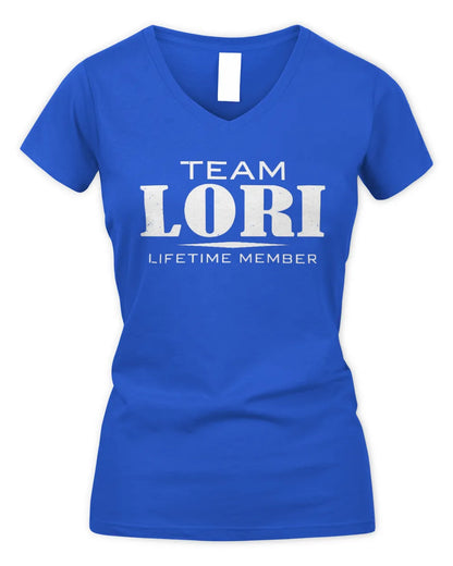 LORI BL62-K4-128 - Personalized “Team NAME Lifetime Member” - Women's V-Neck T-Shirt - Royal