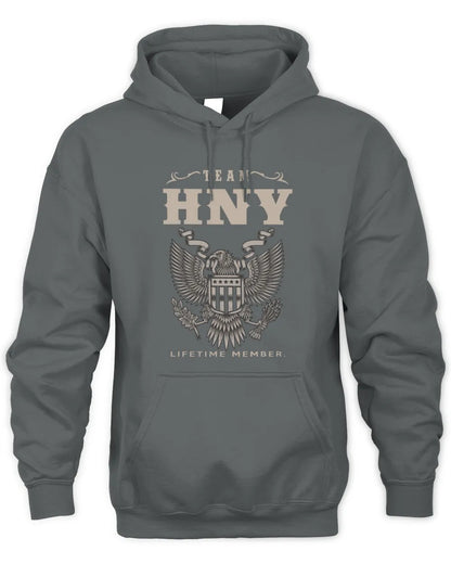 HNY TP06-K82 – Personalized Classic Style Apparel “Team NAME Lifetime Member” - Unisex Hoodie - Charcoal