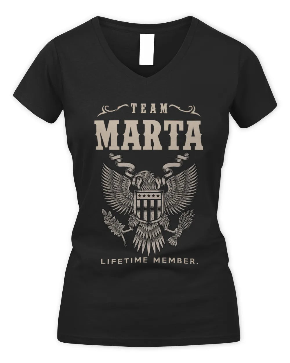 MARTA TP06-K82 – Personalized Classic Style Apparel “Team NAME Lifetime Member” - Women's V-Neck T-Shirt - Black