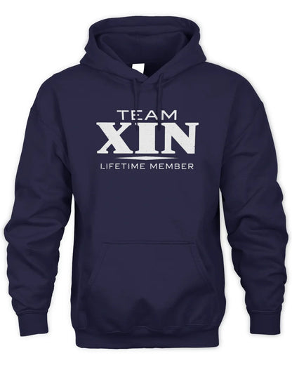 XIN BL62-K4-128 - Personalized “Team NAME Lifetime Member” - Unisex Hoodie - Navy