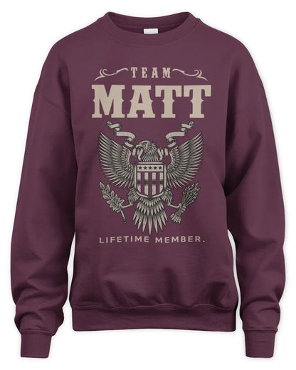 MATT TP06-K82 – Personalized Classic Style Apparel “Team NAME Lifetime Member” - Unisex Sweatshirt - Maroon