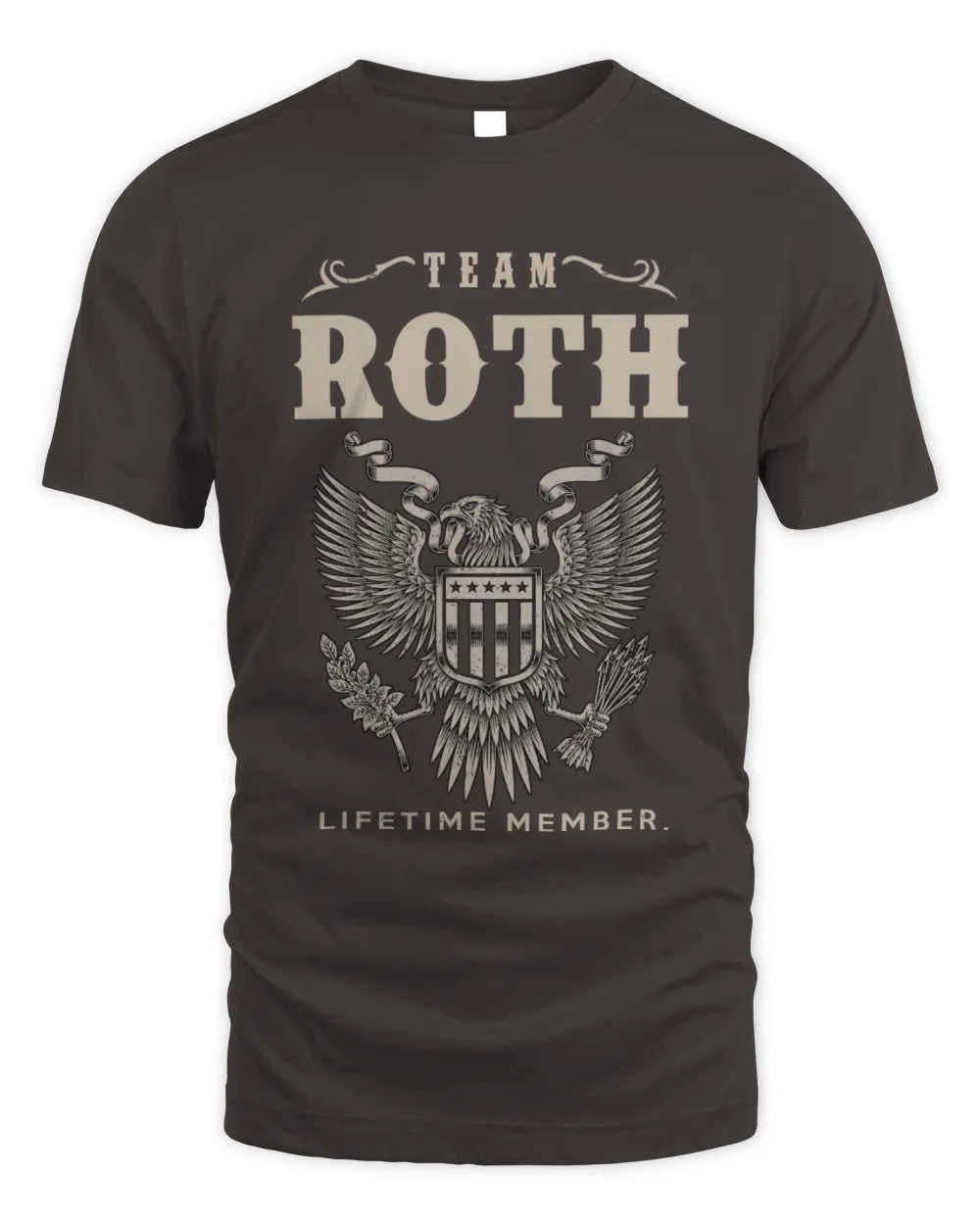 ROTH TP06-K82 – Personalized Classic Style Apparel “Team NAME Lifetime Member” - Unisex Standard T-Shirt - Dark Chocolate