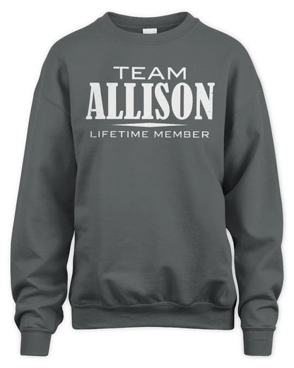 ALLISON BL62-K4-128 - Personalized “Team NAME Lifetime Member” - Unisex Sweatshirt - Charcoal