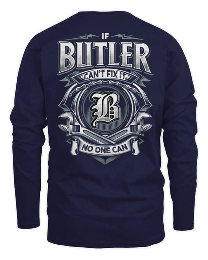 BUTLER AP81-K4-626 - Personalized Ahmed Quote Apparel “If Ahmed Can't Fix It, No One Can” - Men's Long Sleeved T-Shirt - Navy