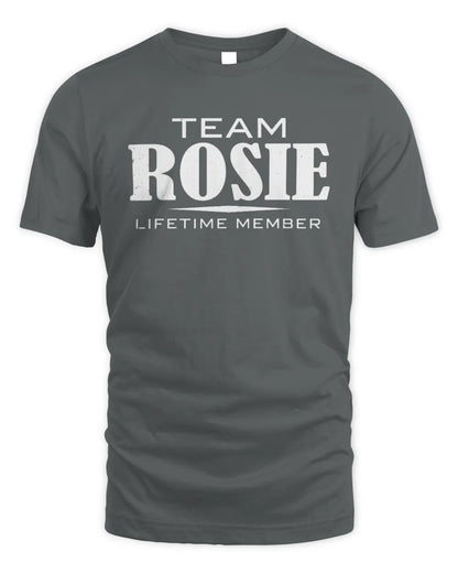 ROSIE BL62-K4-128 - Personalized “Team NAME Lifetime Member” - Unisex Standard T-Shirt - Charcoal