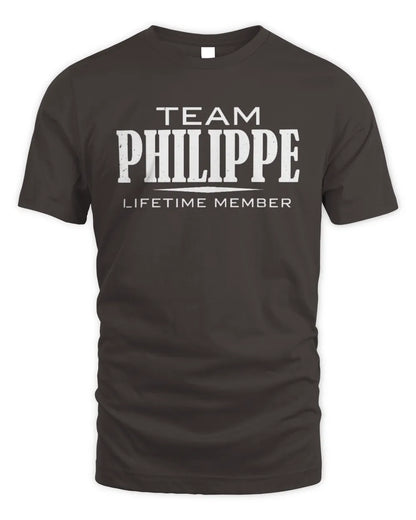 PHILIPPE BL62-K4-128 - Personalized “Team NAME Lifetime Member” - Unisex Standard T-Shirt - Dark Chocolate
